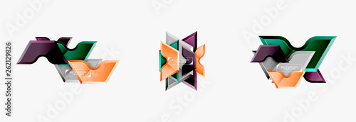 Geometric banner made of glossy geometric shapes, for background or abstract logo element