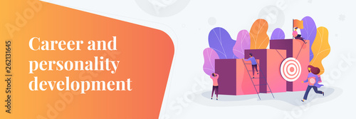 Career and personality development, career builder, career planning progress concept on white background.Vector banner template for social media with text copy space and infographic concept