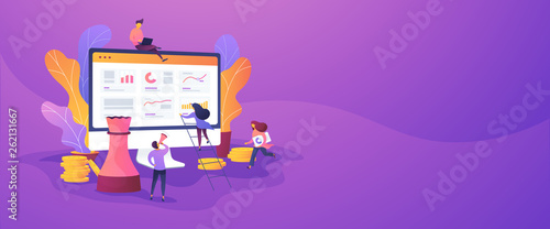 Consulting, expert advice, business strategy and support concept on white background.Vector banner template for social media with text copy space and infographic concept illustration.
