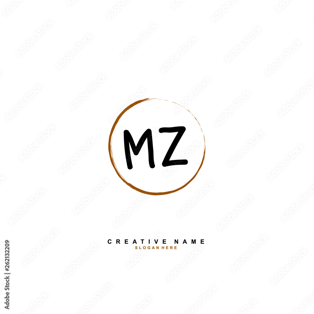 M Z MZ Initial logo template vector
