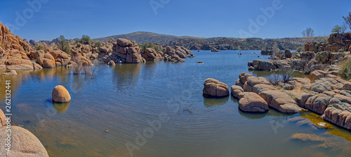 A panorama view of the West Cove from North Shore Trail of Watson Lake in Prescott AZ.