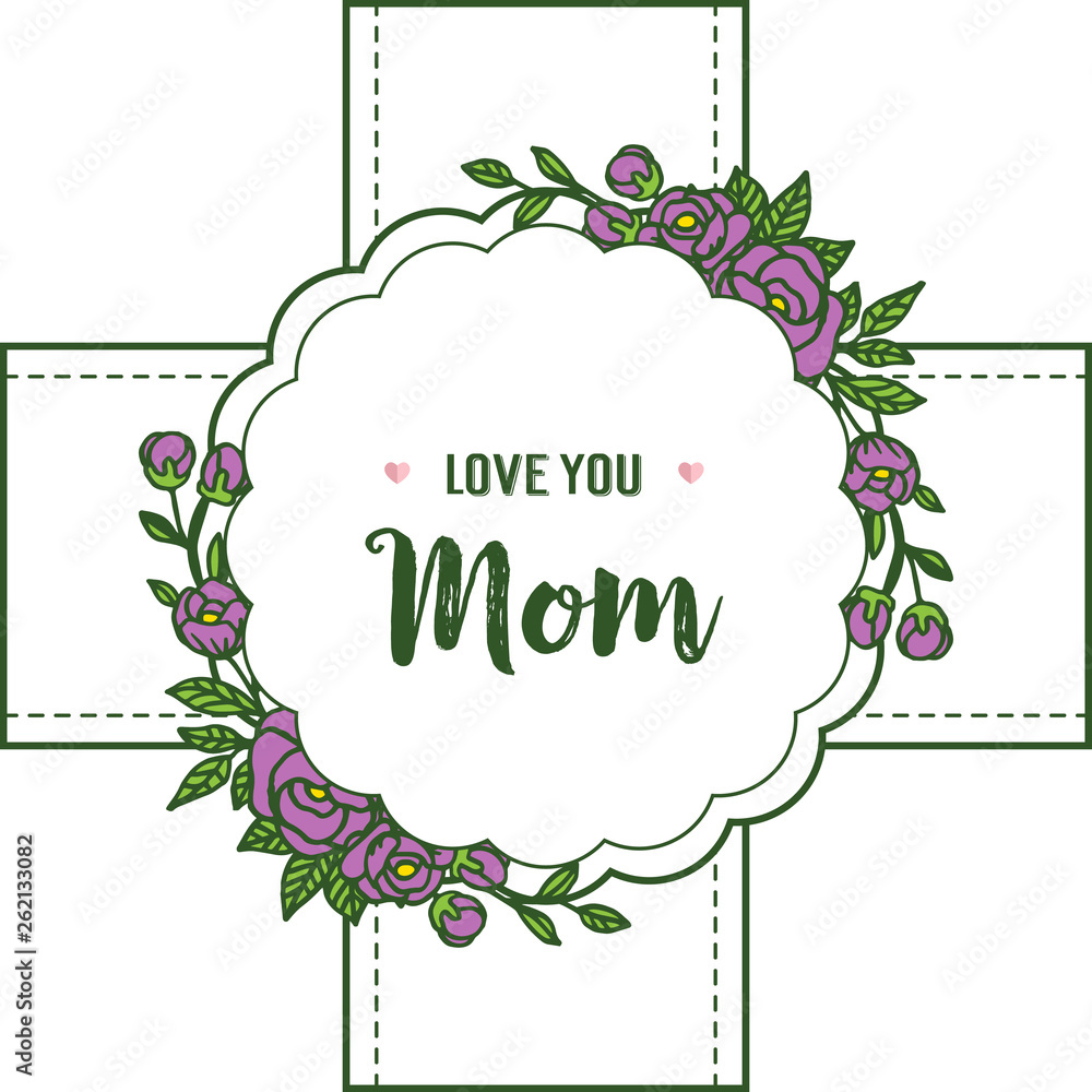 Vector illustration beautiful rose wreath frame with writing card of mom Vector illustration beautiful rose wreath frame with writing card of mom