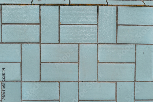 Ceramic german tile abstract texture in light blue color  typical soviet tiles on typical buildings