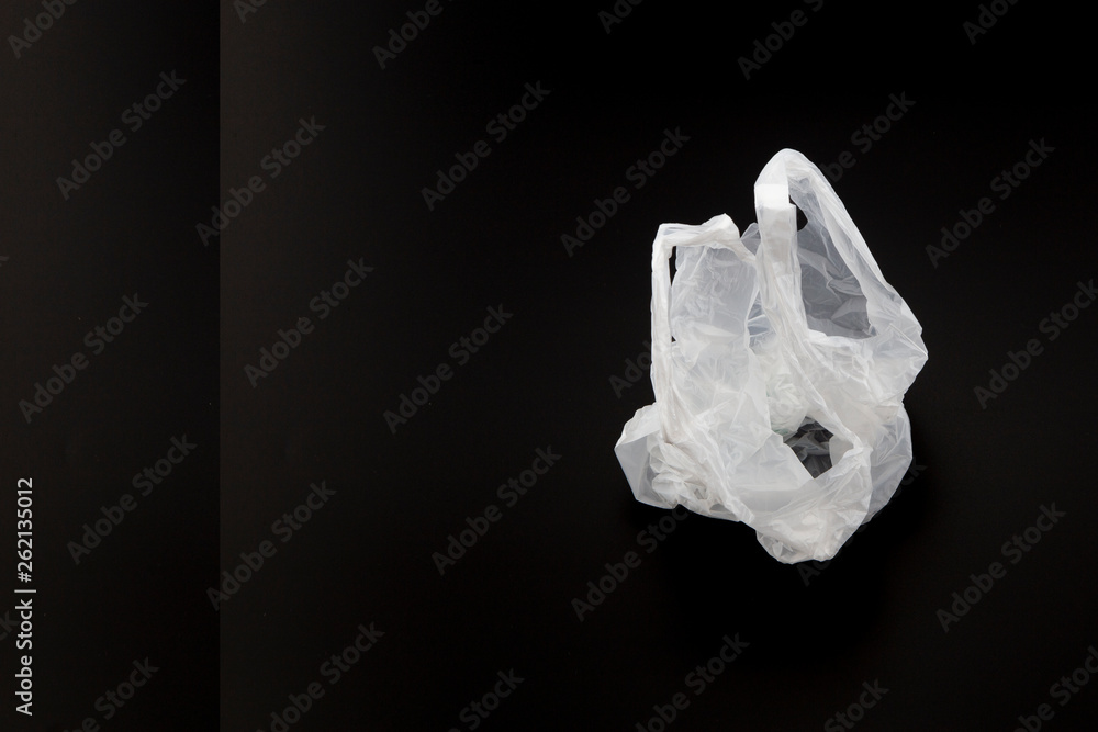 Plastic bag isolated on black background. Clipping path.