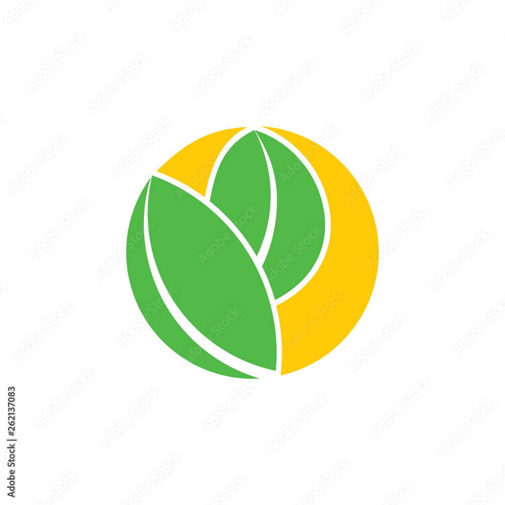 simple geometric leaf sun natural logo vector simple geometric leaf sun natural logo vector