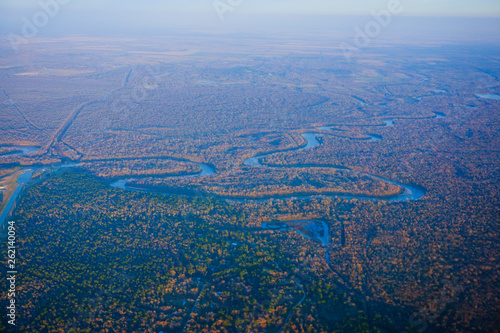 Aerial view of Houston Suburban river 