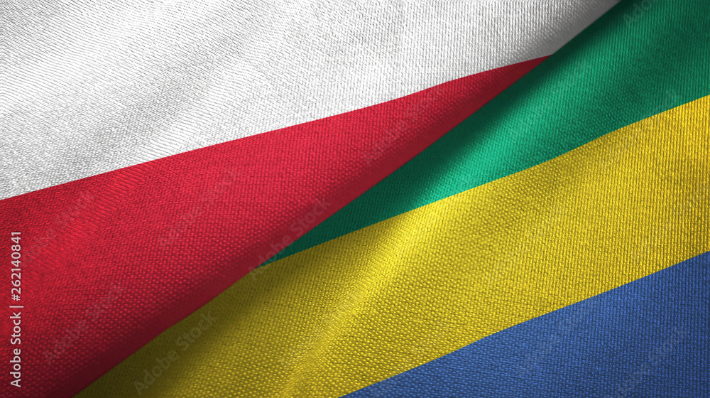 Poland and Gabon two flags textile cloth, fabric texture Poland and Gabon two flags textile cloth, fabric texture
