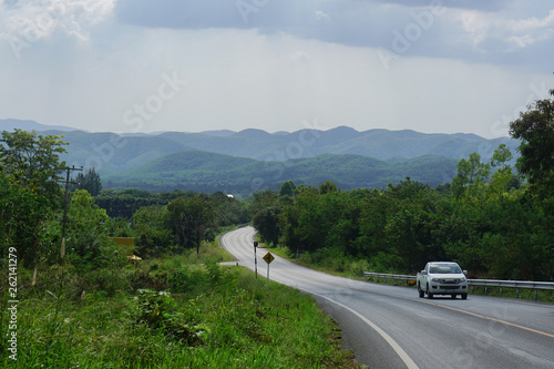 The road and Mountain view buetiful photo