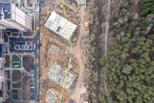 aerial view of construction site. development of new residential area