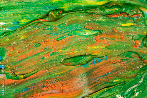 stains of multi-colored paint close-up
