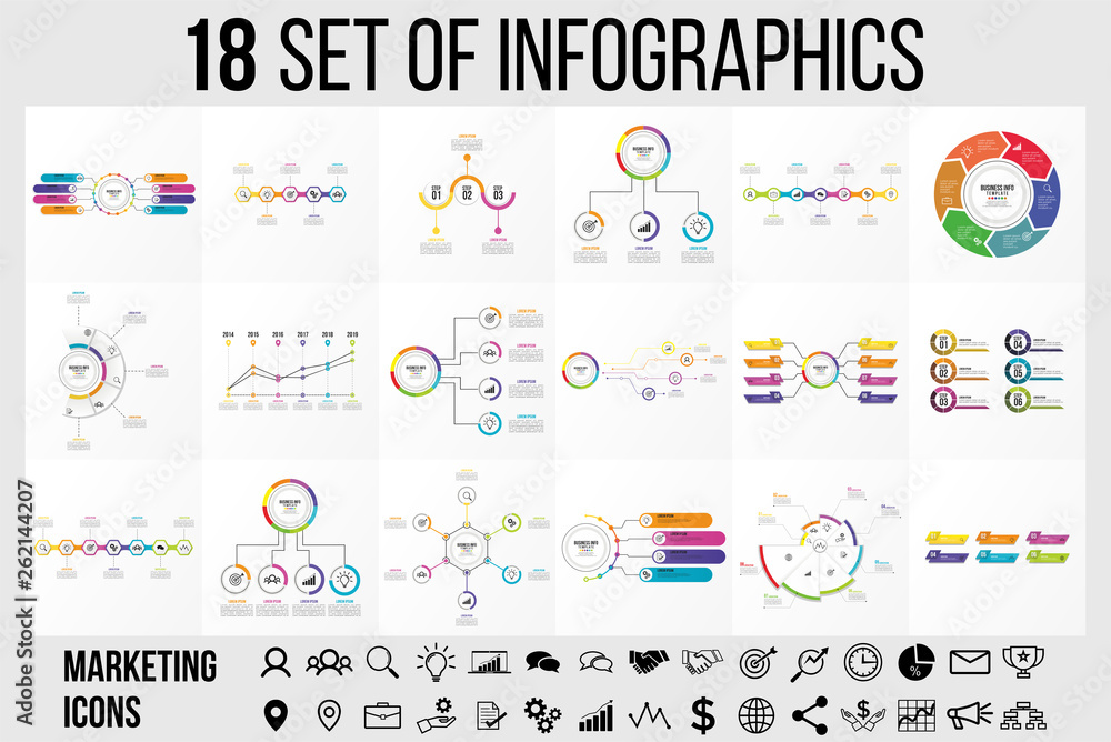 Vector Infographic Template Design with Options and steps. Business Data Visualization Timeline with Marketing Icons most useful can be used for presentation, diagrams, annual reports, workflow layout Vector Infographic Template Design with Options and steps. Business Data Visualization Timeline with Marketing Icons most useful can be used for presentation, diagrams, annual reports, workflow layout