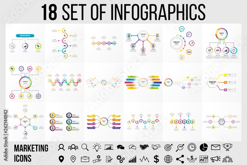 Vector Infographic Template Design with Options and steps. Business Data Visualization Timeline with Marketing Icons most useful can be used for presentation  diagrams  annual reports  workflow layout