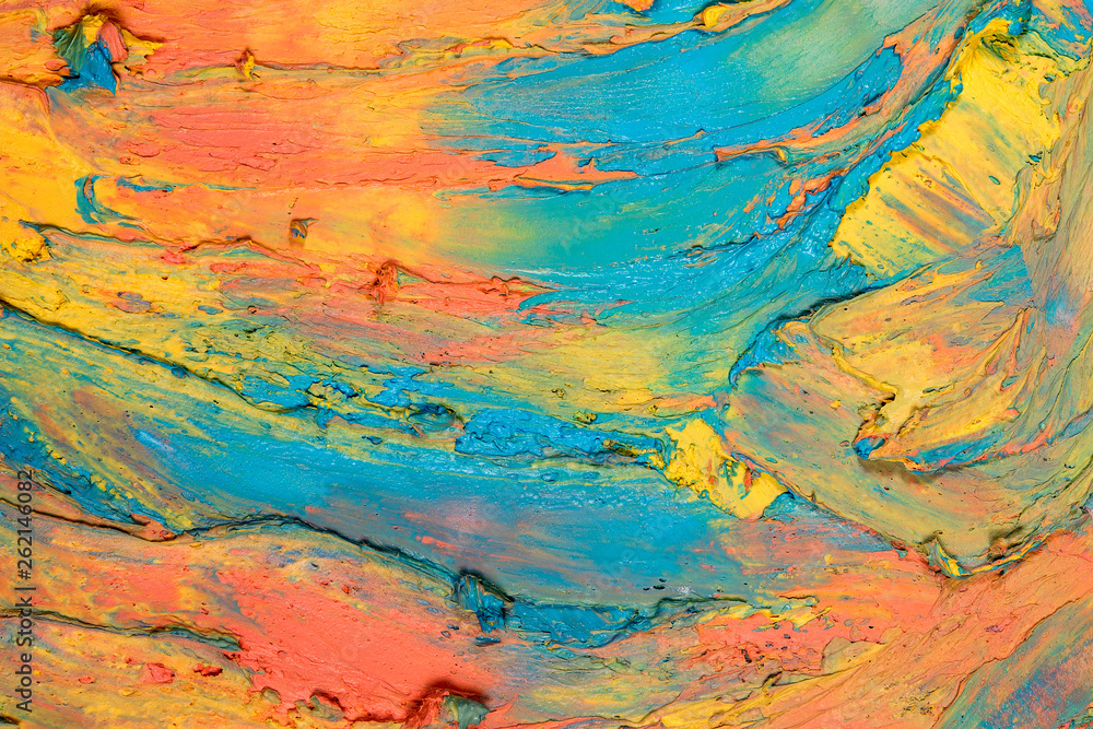 strokes of multi-colored paint close-up