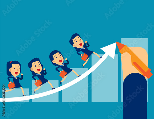 Business team up toward target. Concept business vector illustration, Support, Pat to successful. photo