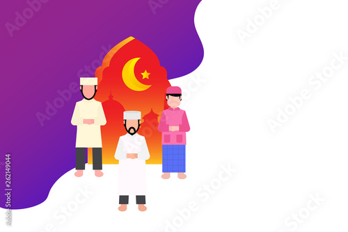 A vector illustration of Muslim Men Praying in Mosque