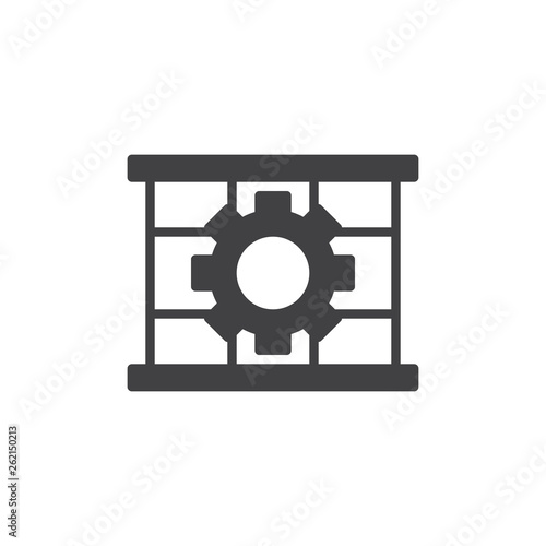Guards must be in place vector icon. Use guard filled flat sign for mobile concept and web design. Gear and lattice glyph icon. Mandatory symbol, logo illustration. Pixel perfect vector graphics