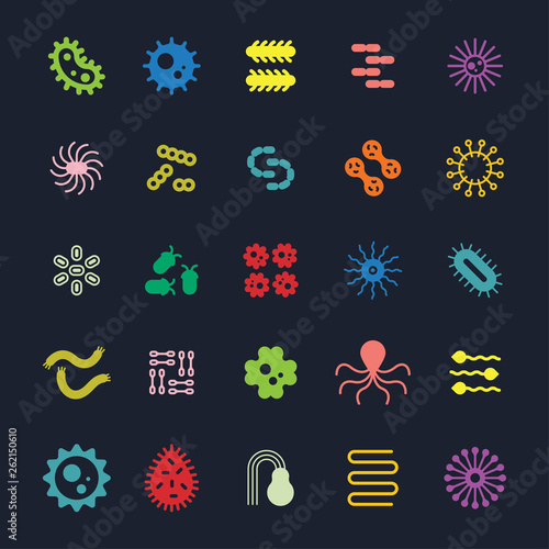 Various forms of single celled organisms. flat design style minimal vector illustration