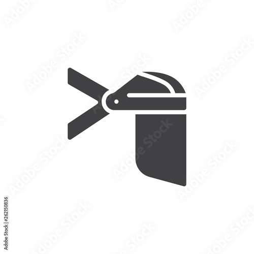 Wear a face shield mask vector icon. filled flat sign for mobile concept and web design. Protective face mask glyph icon. Symbol, logo illustration. Pixel perfect vector graphics