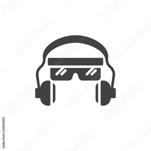 Ear and eye protection vector icon. Safety glasses and earphones filled flat sign for mobile concept and web design. Ear plugs and goggles glyph icon. Mandatory symbol, logo illustration. 