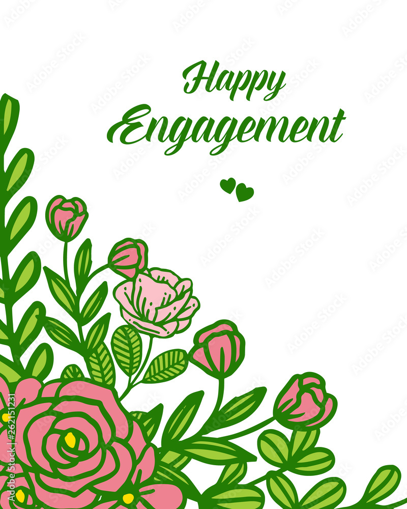 Vector illustration drawing flower frame for ornate card happy engagement