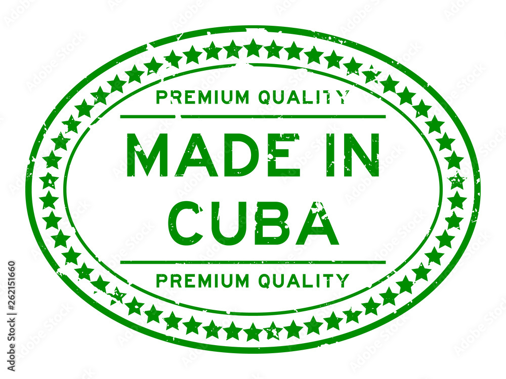 Fototapeta premium Grunge green premium quality made in Cuba oval rubber seal stamp on white background