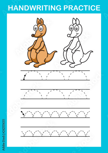 Handwriting practice sheet illustration vector