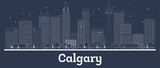 Outline Calgary Canada City Skyline with White Buildings.
