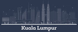 Outline Kuala Lumpur Malaysia City Skyline with White Buildings.