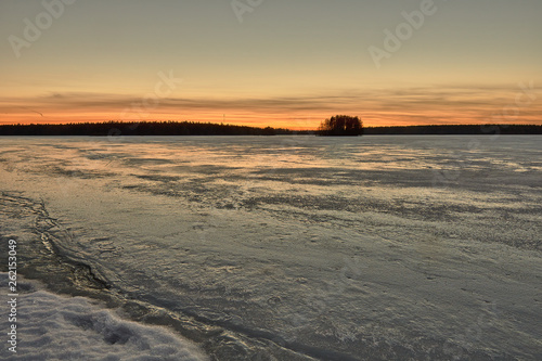 Frosty lake scenery