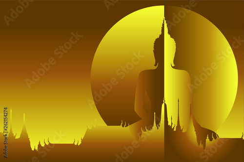 Golden Siddhartha gautama Buddha flat design