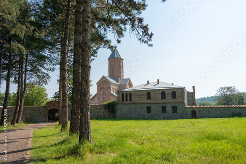 Telavi, Georgia - Jul 11 2018: Akhali Shuamta Monastery. a famous Historic site in Telavi, Kakheti, Georgia. photo