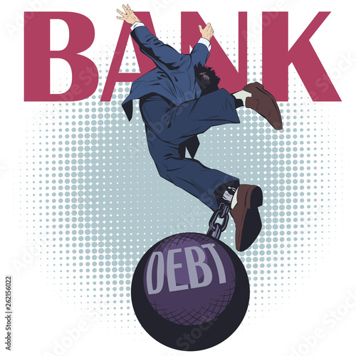 Business man with debt. Stock illustration.