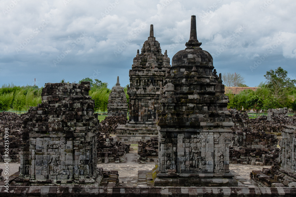 A view on one of the temples of the Candi Sewu (Sewu Temple) complex from another temple