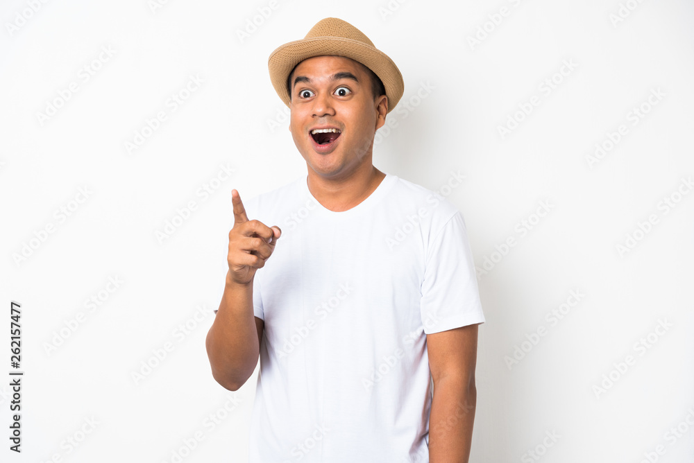 Asian man is feeling happy on white background. Asian man is feeling happy on white background.