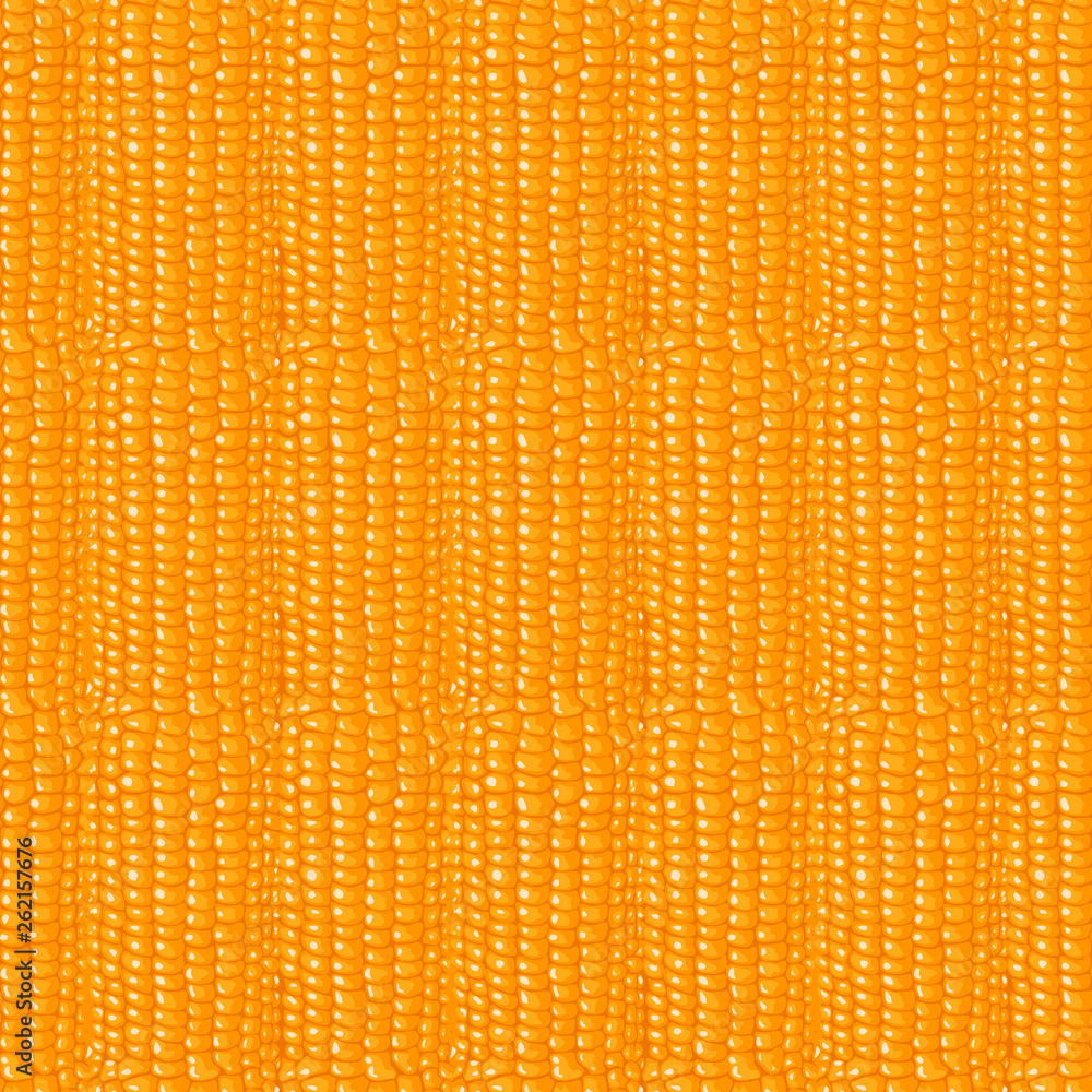 Seamless pattern. Structure of corn cobs. A lot of yellow grains.