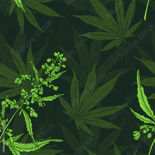 Cannabis leafs seamless vector pattern