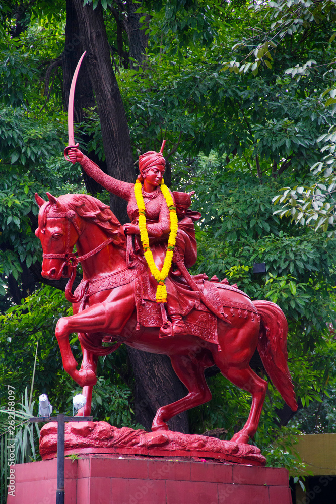 Statue of Zashichi Rani, Rani Laxmibai near Balgandharva Theater or Rangmandir, Pune. Stock Photo | Adobe Stock Statue of Zashichi Rani, Rani Laxmibai near Balgandharva Theater or Rangmandir, Pune. Stock Photo | Adobe Stock