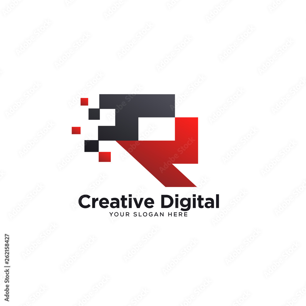 R logo designs vector, tech pixel logo template R logo designs vector, tech pixel logo template