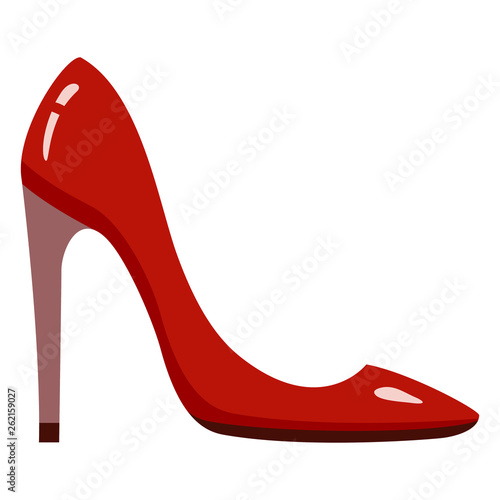 Vector Single Flat Red Color Women Shoes Icon