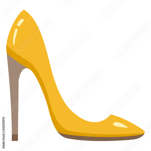 Vector Single Flat Yellow Women Shoes Icon