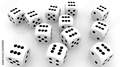 Concept of dice in white color