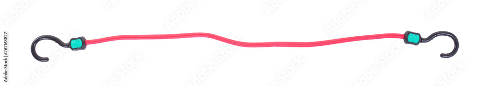 Yellow elastic strap with a black hooks isolated Yellow elastic strap with a black hooks isolated