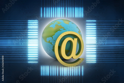 3d illustration Network community concept . globe with e mail sign