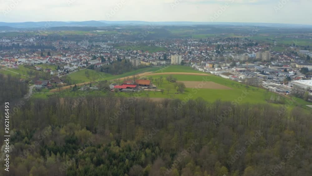 Aerial shot of Backnang, Germany- pan right zoom out Aerial shot of Backnang, Germany- pan right zoom out