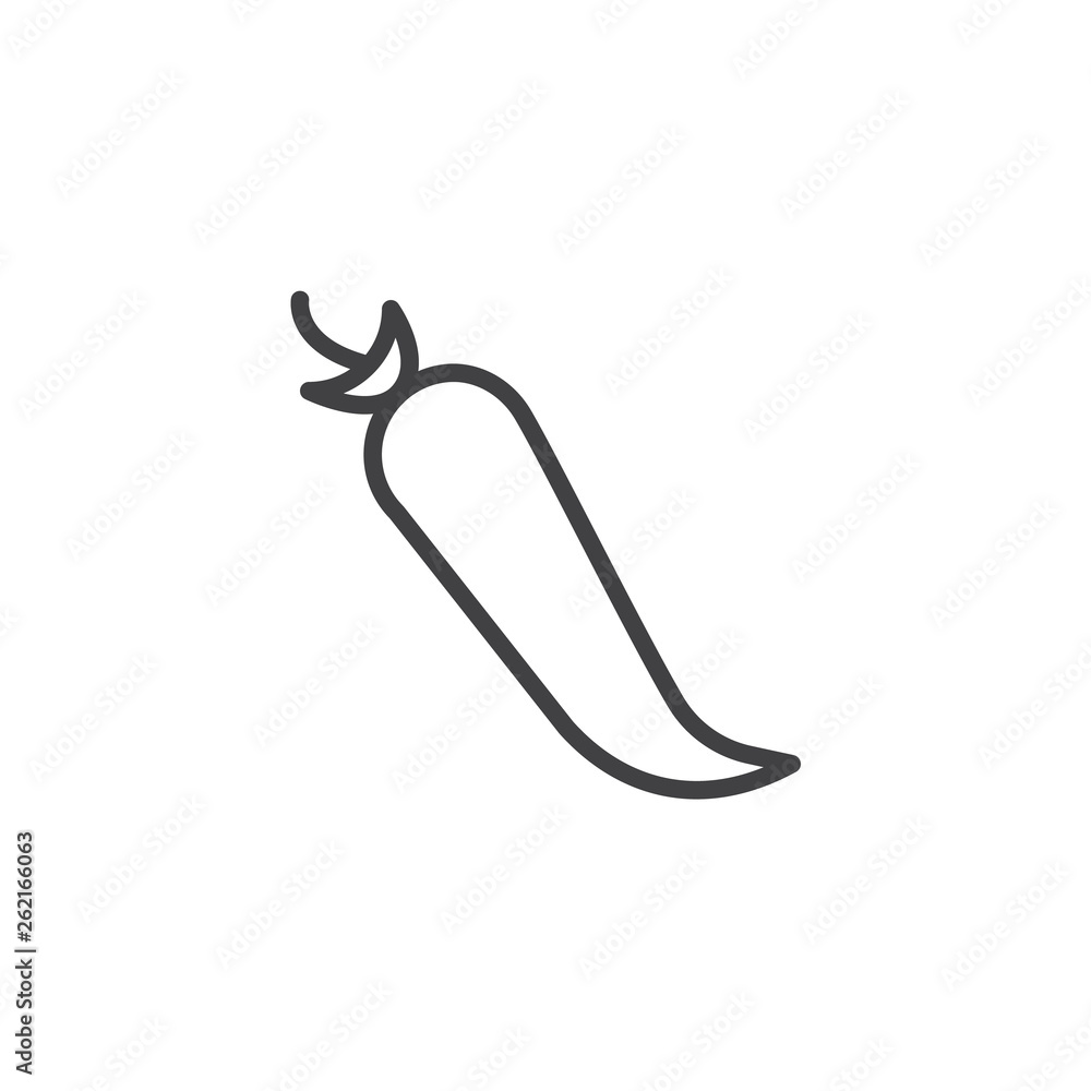Fototapeta premium Chilly Pepper line icon. Cayenne pepper linear style sign for mobile concept and web design. Hot Pepper outline vector icon. Symbol, logo illustration. Pixel perfect vector graphics