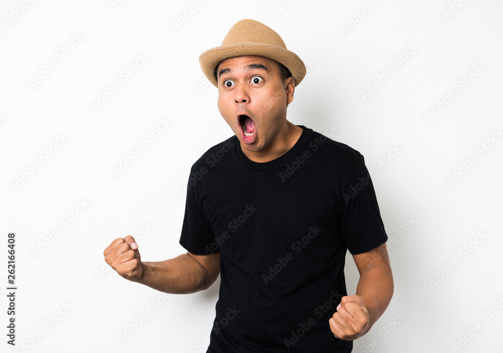 Asian man feels shock and surprise.funny man Asian man feels shock and surprise.funny man