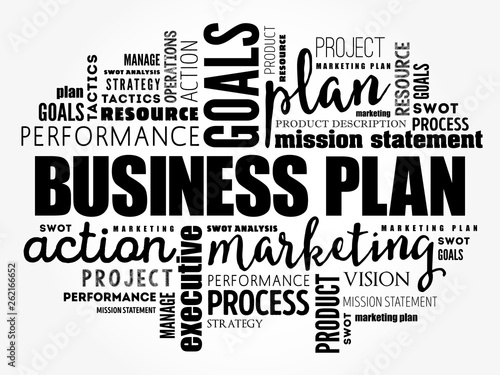 Business plan word cloud collage, business concept background