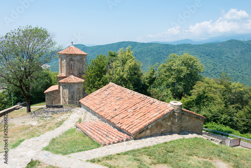 Kvareli, Georgia - Jul 09 2018: Nekresi Monastery. a famous Historic site in Kvareli, Kakheti, Georgia.