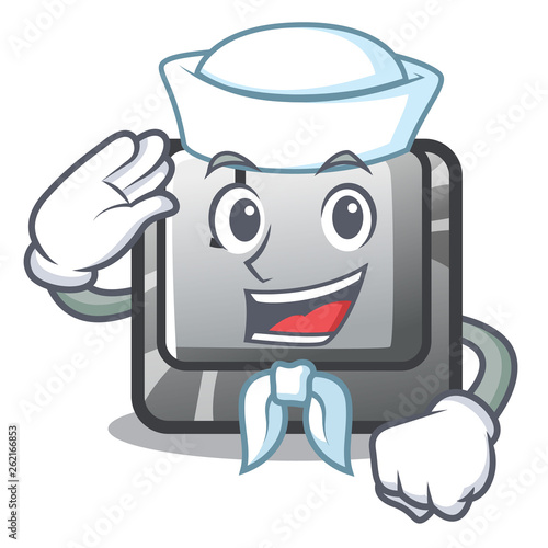 Sailor button J installed on cartoon computer