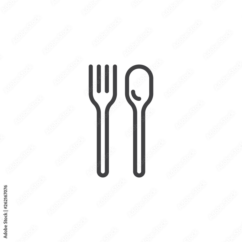 Spoon and fork line icon. linear style sign for mobile concept and web design. Kitchen cutlery outline vector icon. Symbol, logo illustration. Pixel perfect vector graphics Spoon and fork line icon. linear style sign for mobile concept and web design. Kitchen cutlery outline vector icon. Symbol, logo illustration. Pixel perfect vector graphics